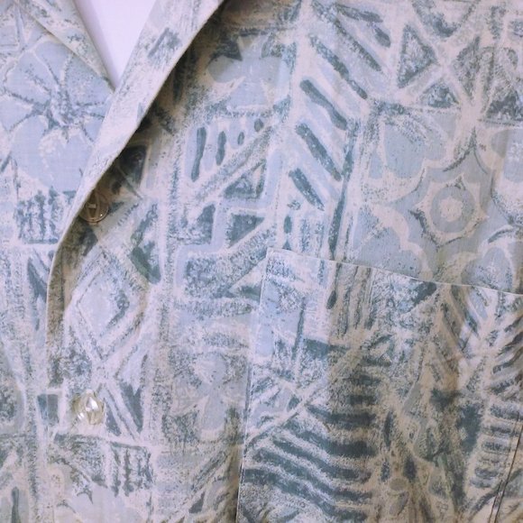 Vintage 80s Aloha Shirt Handmade 'My Hubby' L/XL Pocket Lapel Tropical Abstract - Picture 7 of 11